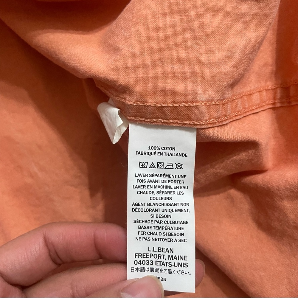 LL Bean Button Up Shirt Mens XL Orange Cotton Casual Western Outdoors - Picture 6 of 7
